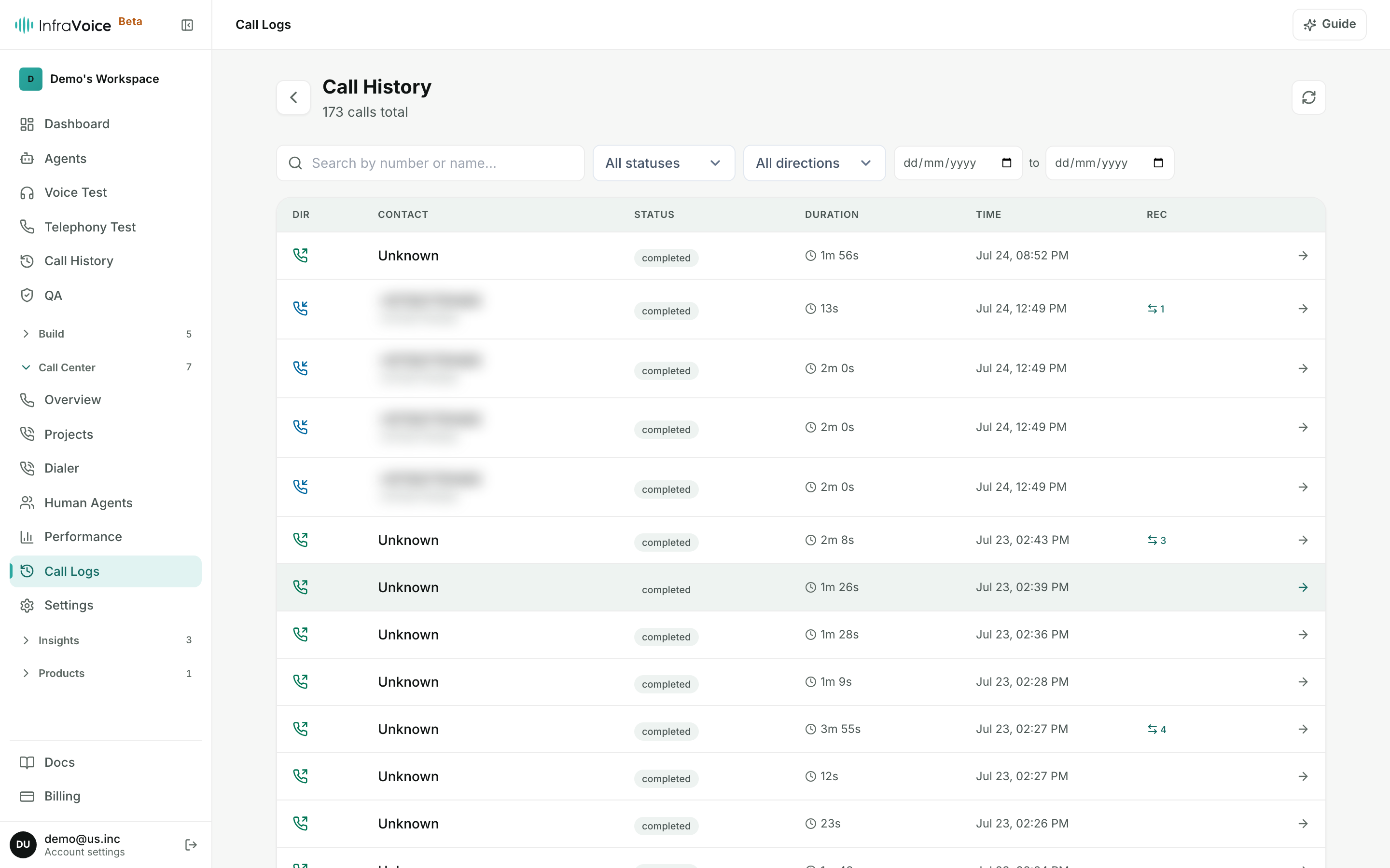 Call logs