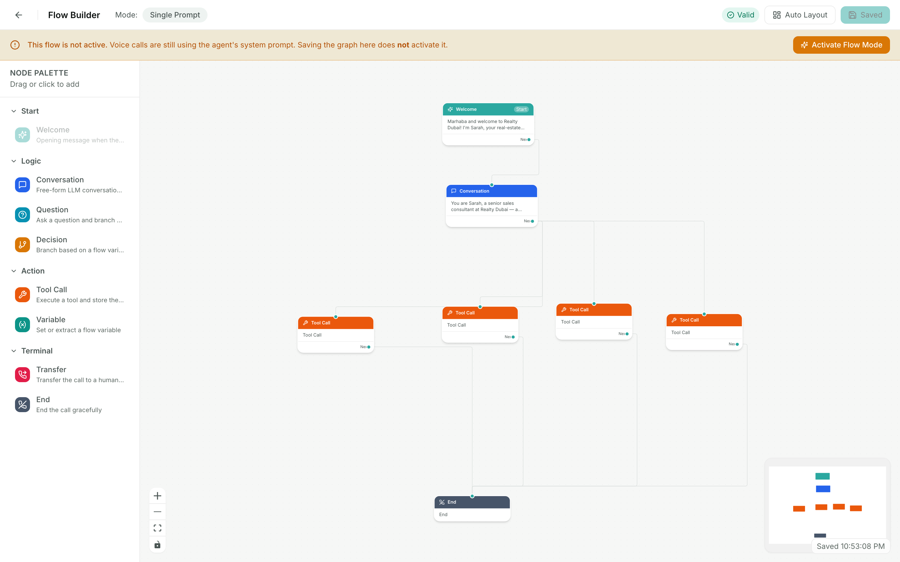Flow Builder canvas